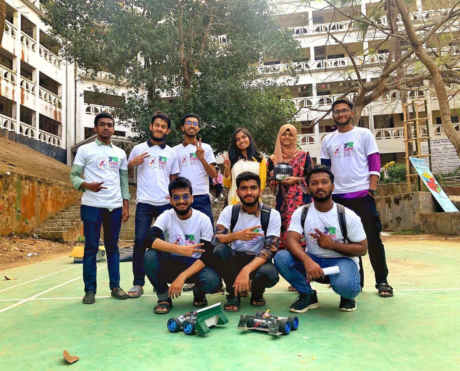 Team CRIS of the CoU RoboICT Society with their robots at the science festival