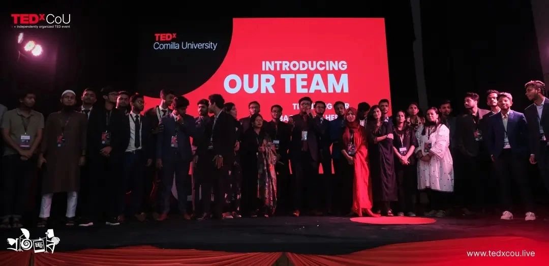 The TEDx CoU organizing team introduced on stage